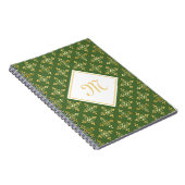 Carnet Luxe Monogramme vert et or Quatre Floral (Côté Droit)