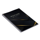 Carnet Luxe Noir, Gris foncé Lignes Arrière - plan Or (Côté Droit)