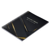 Carnet Luxe Noir, Gris foncé Lignes Arrière - plan Or (Côté gauche)