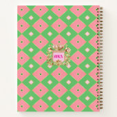Carnet Luxe Rose & Vert Harlequin Blason Monogramme (Dos)