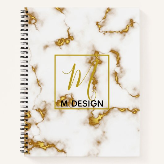 Carnet Luxe Royal Marble Or Monogramme Design d'entrepris (Devant)