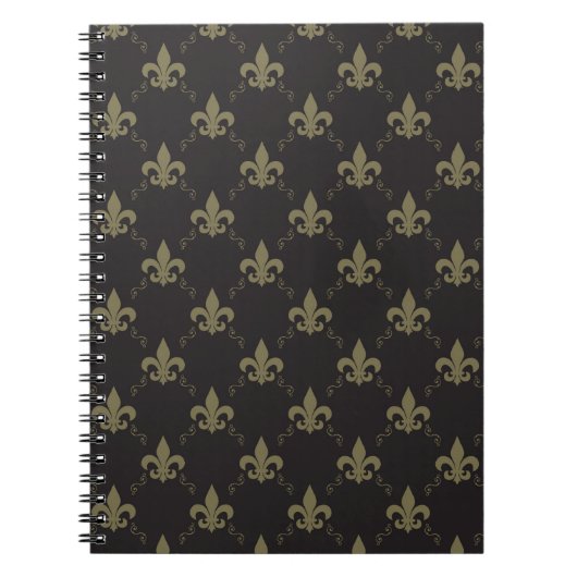 Carnet Luxueux Black Gold Fleur De Lis Motif (Devant)