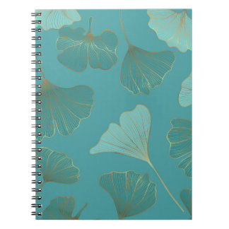 Carnet Luxueux or Ginkgo, papier peint vintage.