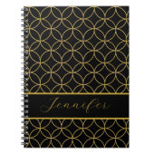 Carnet Luxurious Black & Gold Circles Personalized (Devant)