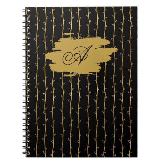 Carnet Luxurious Black & Gold Leaf Personalized Notebook (Devant)