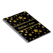 Carnet Luxurious Black & Gold Star Personalized (Côté Droit)