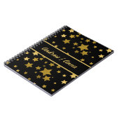 Carnet Luxurious Black & Gold Star Personalized (Côté gauche)