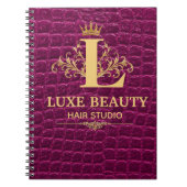 Carnet Luxury Crocodile Leather Monogram Gold Initial (Devant)
