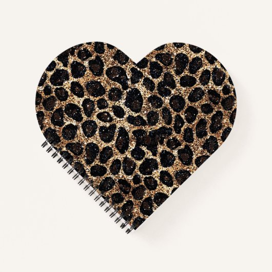 Carnet Luxury Glitter Gold Brown Black Leopard Pattern (Devant)