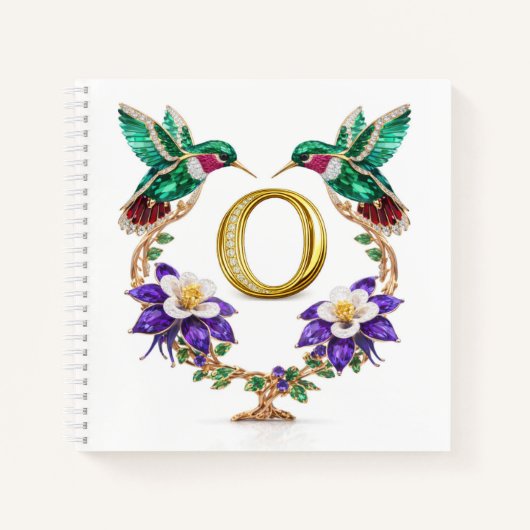 Carnet Luxury Initial O Monogram Hummingbird Jeweled (Devant)