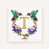 Carnet Luxury Initial T Wedding Hummingbird Jewel Gift (Devant)
