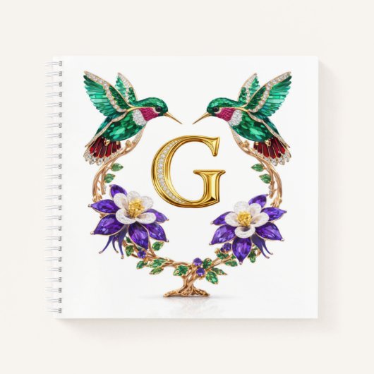 Carnet Luxury Letter G Wedding Hummingbird Monogram Gift (Devant)