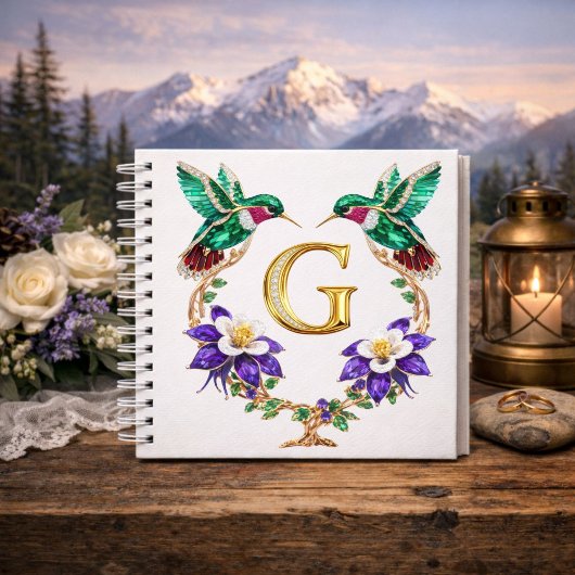 Carnet Luxury Letter G Wedding Hummingbird Monogram Gift