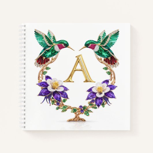Carnet Luxury Monogram A Hummingbird Jeweled Wedding  (Devant)