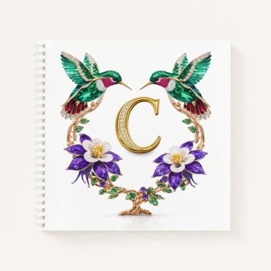 Carnet Luxury Monogram C Hummingbird Jeweled Wedding (Devant)