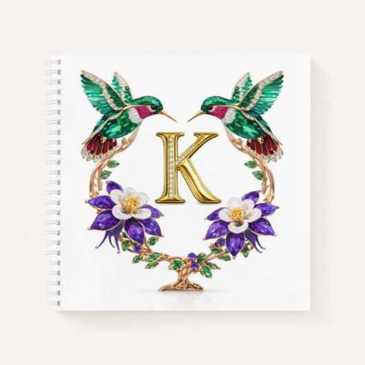 Carnet Luxury Monogram K Hummingbird Jeweled Gift  (Devant)