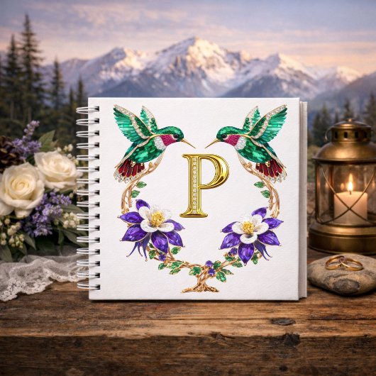 Carnet Luxury Monogram P Gold Hummingbird Wedding Shower 