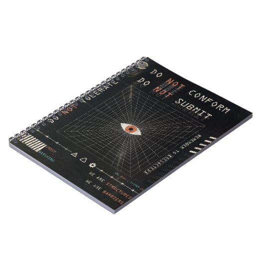 Carnet L'Watcher - Techno-Brutalist Streetwear Design (Côté gauche)