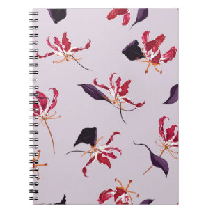 Carnet Lys flamme florissante : Motif de jardin fleuri.