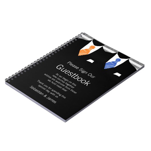 Carnet M. et M. Suit et Cravate Guestbook (Orange / Blue) (Côté gauche)