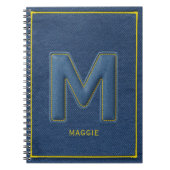 Carnet M lettrage monogramme à couture jaune Y2K en denim (Devant)
