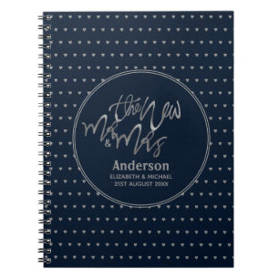 Carnet M. & Mme Mariage Marine Blue Silver Love Hearts