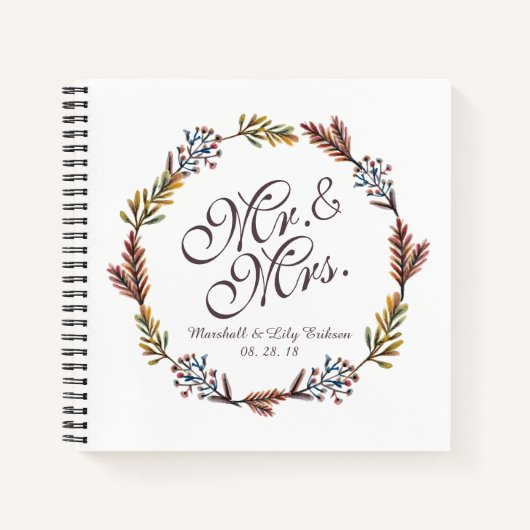 Carnet M. & Mrs Simple Floral Mariage Guestbook (Devant)