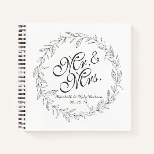 Carnet M. & Mrs Simple Floral Mariage Guestbook