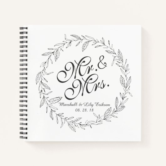 Carnet M. & Mrs Simple Floral Mariage Guestbook (Devant)