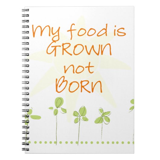 Carnet Ma nourriture est cultivée, pas soutenue (Devant)