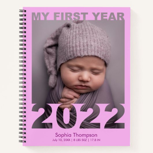 Carnet Ma première année 2022 Découpe moderne bébé photo (Devant)