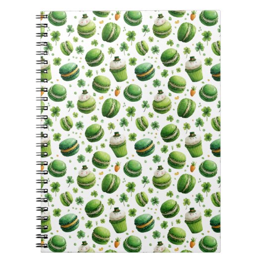 Carnet Macaron et trèfle aquarelle de la Saint-Patrick (Devant)