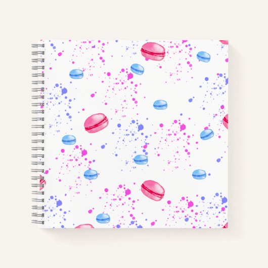 Carnet Macarons appétissants en plaques d'aquarelle (Devant)