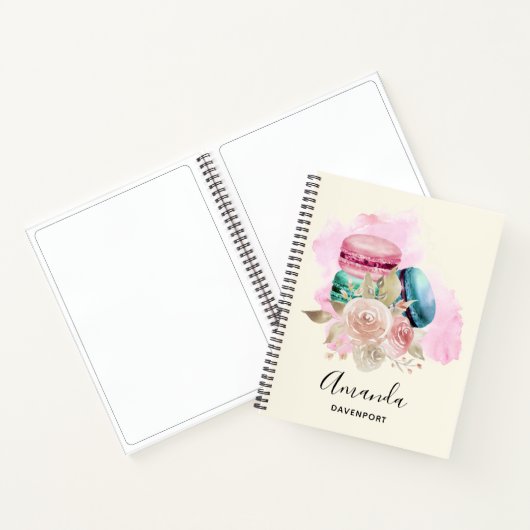 Carnet Macarons et fleurs colorés Aquarelle (Intérieur)