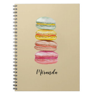 Carnet Macarons français colorés aquarelle peints à la ma