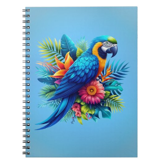Carnet Macaw tropicale bleue et colorée (Devant)