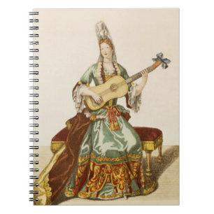 Carnet Madame de qualité jouant la guitare, plat de mode