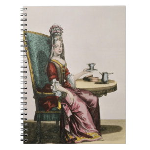 Carnet Madame Taking Coffee, plat de mode, c.1695
