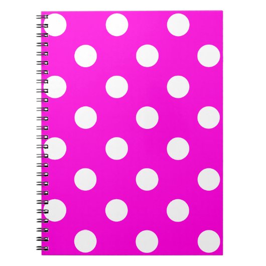Carnet Magenta pois #FF00DC (Devant)