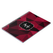 Carnet Magenta rose rouge noir géométrie motif Monogramme (Côté gauche)