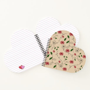 Carnet Magic Garden Flower Motif Coeur en forme de coeur