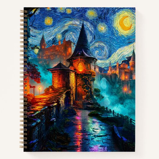 Carnet Magical Starry Night Castle Fantasy Writer (Devant)