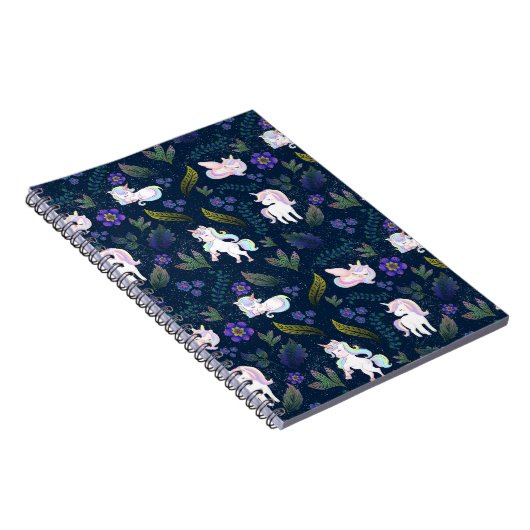 Carnet Magical Unicorn Night Forest Seamless Pattern (Côté Droit)