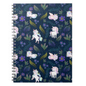 Carnet Magical Unicorn Night Forest Seamless Pattern (Devant)