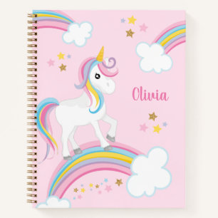 Carnet Magique Arc-en-ciel Unicorne rose Personnalisé Enf