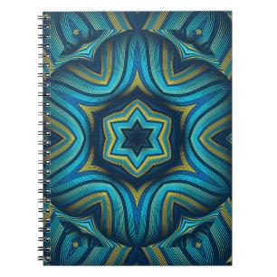 Carnet Magnifique Art de Mandala Bleu et Jaune Abstrait