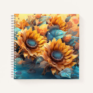 Carnet Magnifique Bouquet de tournesols Elégant art botan