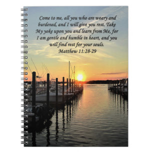 CARNET MAGNIFIQUE MATTHEW 11:28 COUCHER DE SOLEIL SUR LA