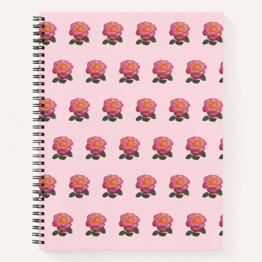 Carnet Magnifique motif de rose rose (Devant)