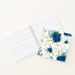 Carnet Magnifique motif floral bleu sans couture